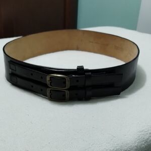 Rare Saks Fifth Avenue Double Buckle Leather Belt